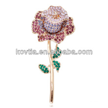 La dernière broche fleur rose broche en cristal de strass